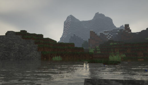 Minecraft SEUS PTGI HRR 雨が降っている山の画像