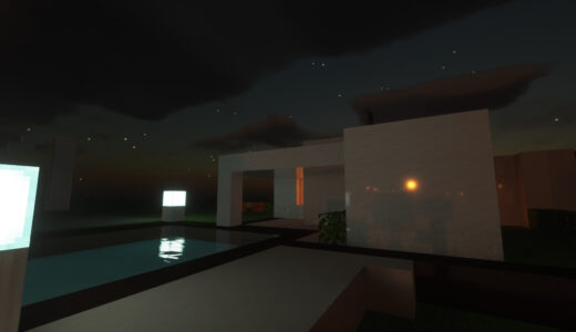 Minecraft SEUS PTGI HRR 夜のモダンな建物の画像