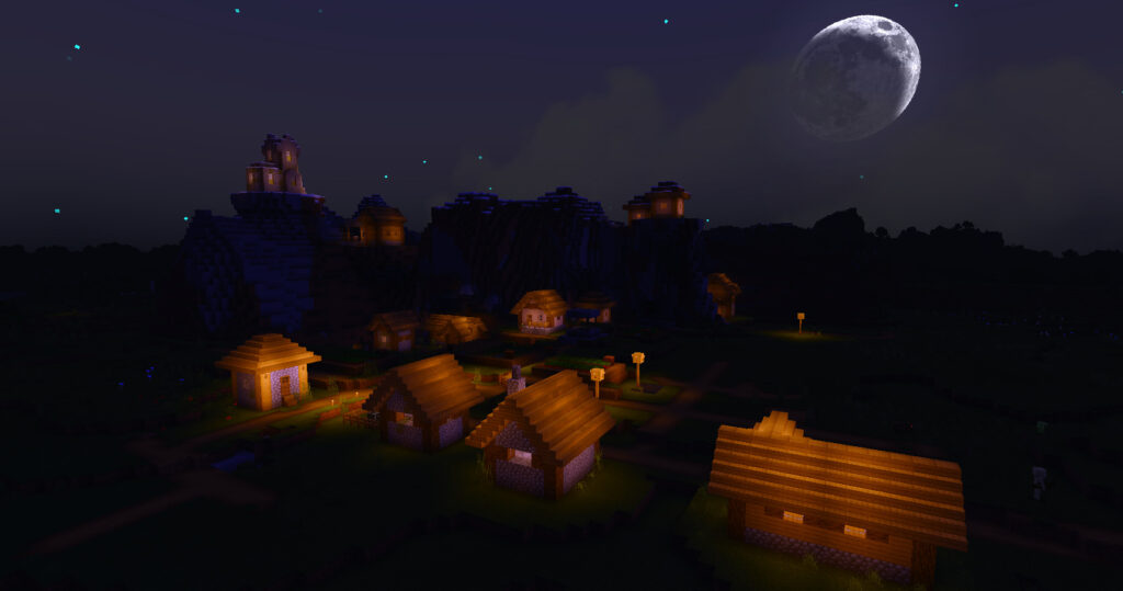 マインクラフト HSPEV2.5 夜の村の画像