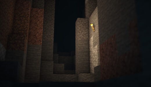 minecraft  洞窟で光るたいまつの画像