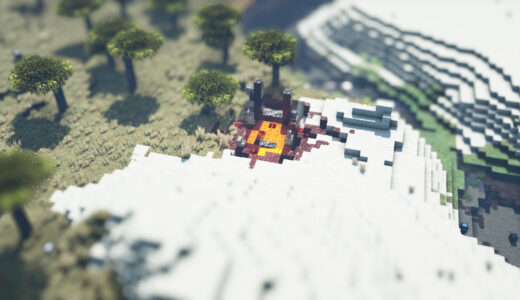 minecraft　壊れたネザーゲートを上空から撮影した画像