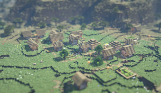 minecraft　視野角30で撮影した村の画像