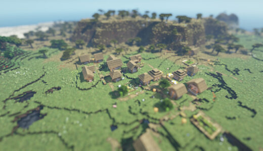 minecraft　視野角70で撮影した村の画像