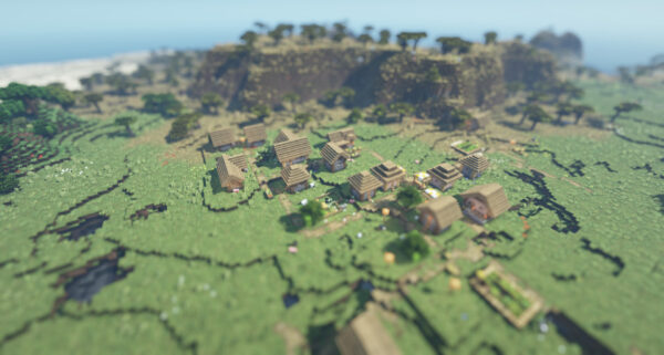 minecraft　視野角70で撮影した村の画像