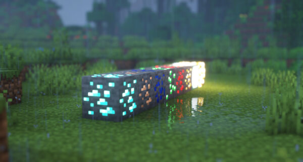 minecraft JE  Complementary Shadersを入れた輝く鉱石ブロックの画像