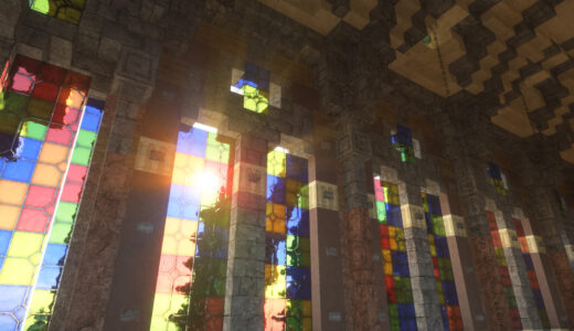 Minecraft　日差しが差し込む教会のステンドグラスの画像