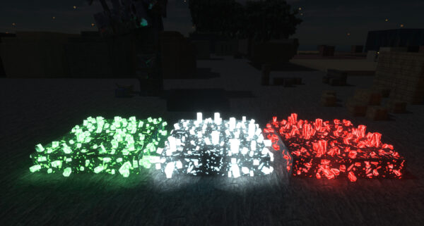 Minecraft　闇に輝くエメラルド、ダイヤ、レッドストーン鉱石の画像