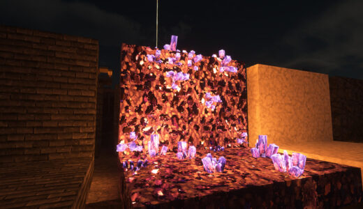 Minecraft　暗闇に光り輝くアメジストの塊の画像