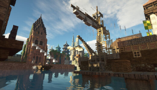 Minecraft　港に停泊する船の画像